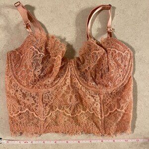 Victoria's Secret Dream Angels Bustier Bra Push up without padding 32DD Pink Lac